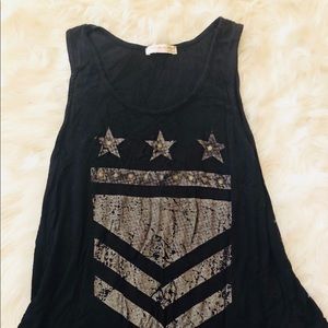 Military Style Black Tank Top